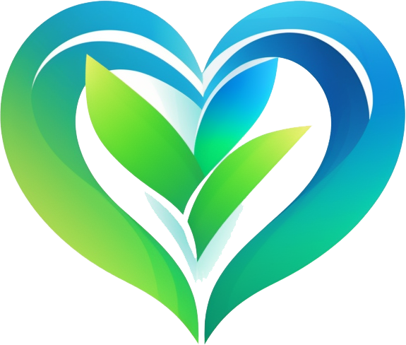 Decorative logo of a heart with a plant inside